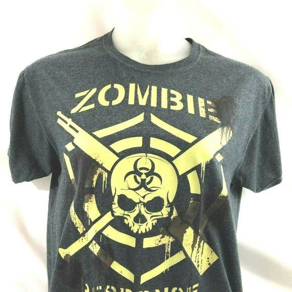 Zombie Response Team Pullover T Shirt Top Medium Gray Fruit of Loom Short Sleeve - Picture 4 of 9